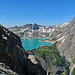 kurz vor den aufbäumenden Felsen vom nördlichen Schafgafall mit Blick zum Lünersee