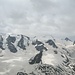 Blick nach Süden auf den Piz Palü (links). Rechts ist der Morteratsch-Gletscher, daneben sieht man den Anfang des Piz Bernina.