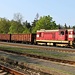 Jedlová, bergfahrender Güterzug Mn 86012 (ČDC-Diesellok der Reihe 742), weit vor der Planzeit, bald wäre mir ein tschechischer Fotofreund direkt vom Biertisch aus ins Bild gestolpert...