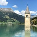 Alter Kirchturm am Reschensee in Graun