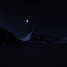Der Mond über dem Brunegghorn 3833m, aufstieg zum Bruneggjoch 3365m
