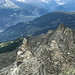 view north: Seetlehorn, Wannihorn, Hannigalp; Aletsch Glacier upper right, Visp left.