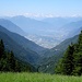 Blick über die Magadino-Ebene zu den Walliser Alpen.