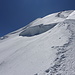 Im Aufstieg zum Mont Blanc (via Bosses-Grat) - Manchmal auf breiter Spur, manchmal auf schmaler. Insgesamt erwischen wir heute aber gute Bedingungen.