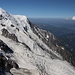Aiguille du Midi - Blick über den Glacier des Bossons (im Vordergrund) zu Dôme du Goûter und Aiguille du Goûter.