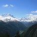 Der Mont Blanc und seine hohen "Nachbarn" ennet der Grenze;<br />von La Gueulat (beim Lac d' Emosson) aus gesehen