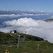 Die Rinderhütte (Bergstation der Torrentbahn) ist oberhalb der Wolkendecke. Im Tal unten sah das Wetter noch nicht so rosig aus!