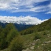 die Ortler Alpen verstecken sich hinter Wolken