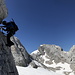 Im Aufstieg zur Steinerscharte - Hier an einer durchaus luftigen und etwas schwierigeren Stelle des insgesamt "leichten" Klettersteigs.