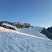 Blick über den Glacier de Aiguille zum Felszahn ganz hinten