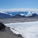 Der Glacier de Tsanfleuron ist stark abgeschmolzen. Unten kommt eine Steinwüste zum Vorschein