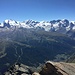Monte Rosa / Breithorn und unten Zermatt