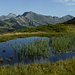 Über einem Moortümpel beim Col de Voré  nochmals das Witteberghore und links hinten die Gummfluh