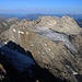 Gipfelaussicht von der Schesaplana (2964,3m) nach Westen mit dem stark abgeschmolzenen Brandner Gletscher und dem Panüeler Kopf (2859,0m).