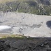 Gletscherzunge des Morteratschgletschers, links oben die Bovalhütte