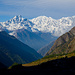 Oberhalb von Chakong Paro: Baudha Himal und Himal Chuli (rechts).