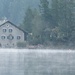nebbia sul lago di silvaplana
