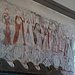 Dale kyrkje. Als man 1950 den weißen Kalk entfernte, entdeckte man die Wandmalereien. Die ältesten datieren zurück ins Jahr 1300.