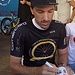 <b>Fabian Cancellara mi firma l'autografo sulla borraccia.</b>