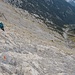 Kurze heikle Kletterstelle