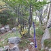 Vorbei an beindruckenden Steinblöcken die offensichtlich von der Felswand abgebrochen sind.