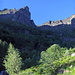 Bei der A. Serena im Abstieg zum Val Gabbio: über hellen Farn und lichte Birken geht der Blick zurück zum P. Proman