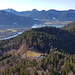 Ausblick vom Riederstein, im Vordergrund der Berggasthof Riederstein