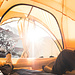 Geräumiges Zelt, welches sich in der Sonne schön aufheizt