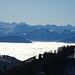 Nebelmeer über der Linthebene, vorne Lauf und Alp Scheidegg