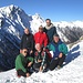 Foto di gruppo sulla cima; da sx a dx e dall’alto in basso: Paolo, Mario, Federico, Fabrizio, Giordano, io.