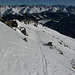 Blick zurück entlang dem ESE-Grat zu den Oetztaler Alpen u.a. mit Weisskugel, Weissseespitze und Wildspitze (von rechts)