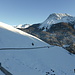 Bei letzten Sonnenstrahlen zurück ins Val Puntsot, darüber Plamorderspitze (links) und Piz Lad (rechts)