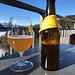 das aussergewöhnliche "Dalläweylär" Bier  - auf der Terrasse des [https://www.pilgerhaus-maria-rickenbach.ch/ Pilgerhauses]