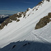 Nach SW-Flanke und Couloir zurück beim Wandelimeder, darüber der W-Grat