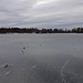Graue Eisoberfläche am Sognsvann