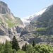 Blick zum Hüttenweg (links in den grünen Matten) und hoch zum Oberen Grindelwaldgletscher