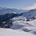 Blick über den kürzlich bestiegenen Gampberg in die Dolomiten; rechts der Rosengartenspitze Latemargruppe