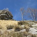 Qui si punta le rocce a sinistra, con molta cautela, vista la paglia.