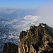 Gipfelaussicht vom Patteriol (3056m) über den südlichen Vorgipfel. Am Horizont ist das Fluchthorn / Piz Fenga (3398,0m) zu sehen.