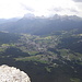 Blick auf Cortina vom Gipfel.