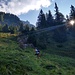 Tra prati e rododendri si sale ripidi verso l'Alpe Giove