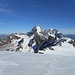 Panorama sul rifugio Casati, Gran Zebrù e Ortles dal ghiacciaio del Cevedale.