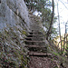 Über diese Treppe können wir den Felsgürtel überwinden.