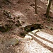 ...zu einer eingefassten Quelle, dem Burgbrunnen. Diese Quelle, die sich in nur rund 300 Metern Entfernung von der Burg Spangenberg in einer Dell befindet, trägt den Namen „Burgbrunnen“, weil sie über eine Deichelleitung der Trinkwasserversorgung der Burg diente. Der Giebelstein der Einfassung trägt die Jahreszahl 1579. 