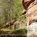 Von der Unterburg ist noch aufgehendes Mauerwerk eines kleinen, rechteckigen Gebäudes erhalten, das sich an den Felsen anlehnte. Der Zugang, ein rundbogiges Tor, befindet sich an dessen Südostecke. Es handelte sich offenbar um einen Torbau, in dem sich eine Holztreppe befand, die den Zugang...