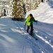 Urs im gespurten, knietiefen Pulverschnee
