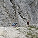 Abstieg von der Mandlspitze in die Arzeler Scharte,.sicher nur mit Helm wegen Steinschlag.
