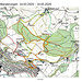 GPS-Tracks (mit LK25 in Hintergrund) aller Wanderungen über den Worbberg zwischen dem 14. März und dem 14. Mai 2020