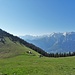 Rückblick zur Alm. Die Weide ist steiler und höher, als sie von unten wirkt. 