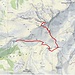 Route zu Fuss: ab Mittelstafel zum Fronalpstock<br />4,3 km mit je 552 HM